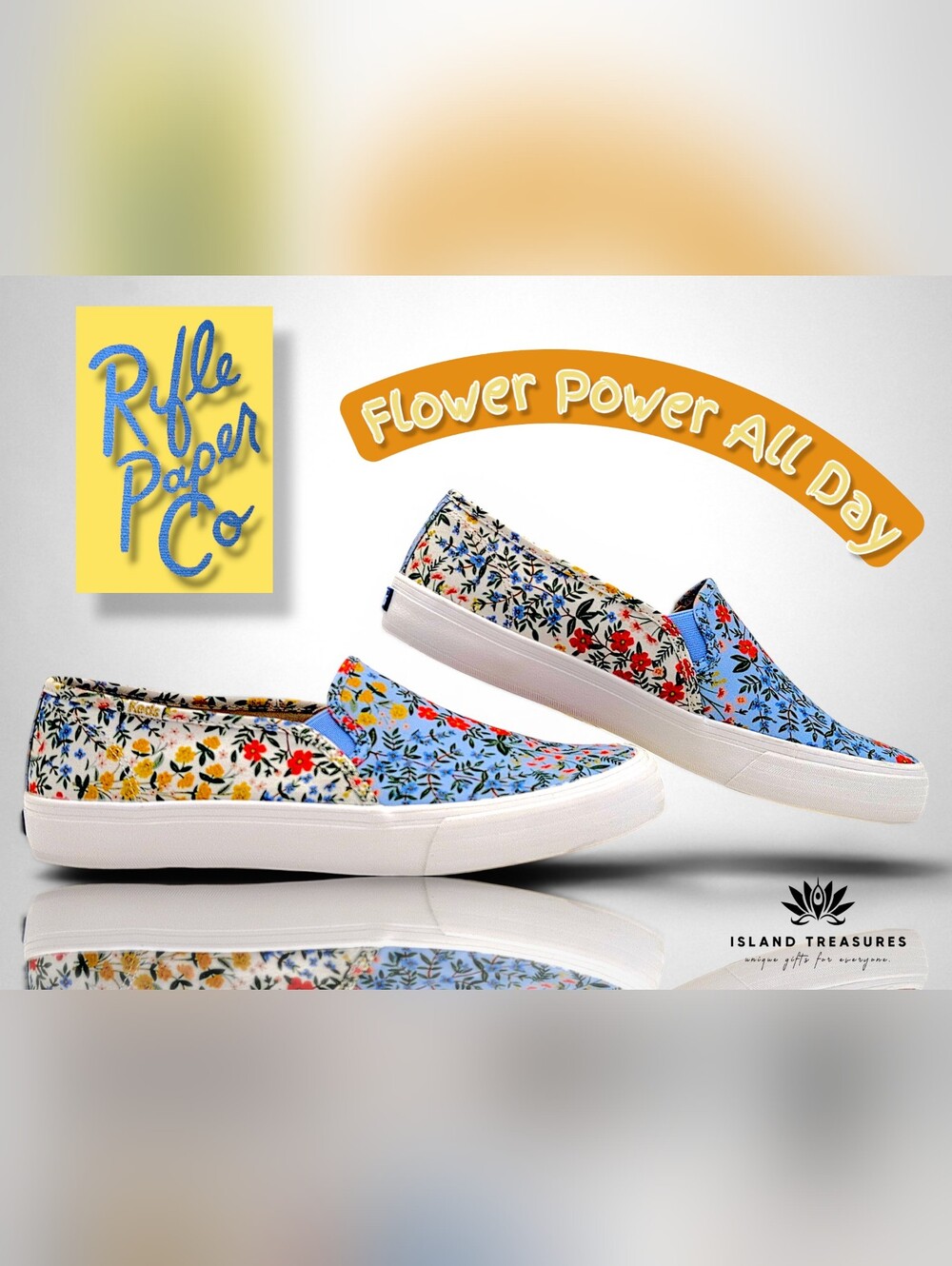 New Keds x Rifle Paper Co Size 11 Women Floral Slip-On Sneaker Blue, Yellow, Red